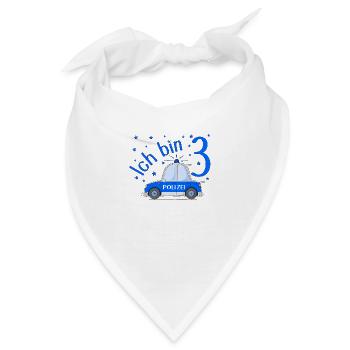 Polizeiauto Ich bin 3 Geburtstag Blau - Bandana - Weiß - Vorne