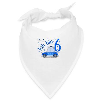 Polizeiauto Ich bin 6 Geburtstag Blau - Bandana - Weiß - Vorne