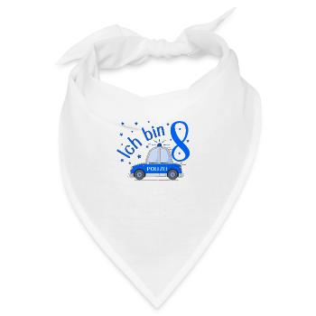 Polizeiauto Ich bin 8 Geburtstag Blau - Bandana - Weiß - Vorne