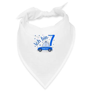 Polizeiauto Ich bin 7 Geburtstag Blau - Bandana - Weiß - Vorne