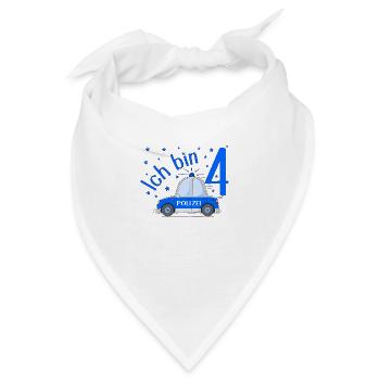Polizeiauto Ich bin 4 Geburtstag Blau - Bandana - Weiß - Vorne