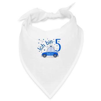 Polizeiauto Ich bin 5 Geburtstag Blau - Bandana - Weiß - Vorne