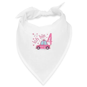 Polizeiauto Ich bin 4 Geburtstag Rosa - Bandana - Weiß - Vorne