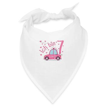 Polizeiauto Ich bin 7 Geburtstag Rosa - Bandana - Weiß - Vorne