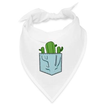 Pocket Kaktus Pflanze Brusttasche Style - Bandana - Weiß - Vorne