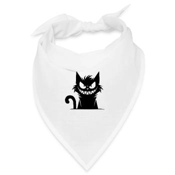 Grinsende Katze mit einem bösem Blick in Augen - Bandana - Weiß - Vorne