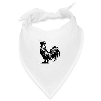 Stolzer Gockel Rassehahn mit großem Kamm - Bandana - Weiß - Vorne