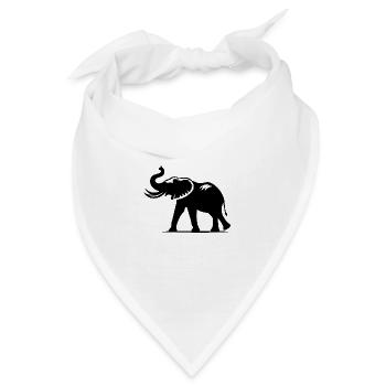 Elefant Porträt mit Rüssel mit Stoßzähnen - Bandana - Weiß - Vorne