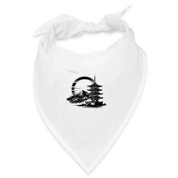 Japanischer Tempel mit harmonischer Landschaft - Bandana - Weiß - Vorne