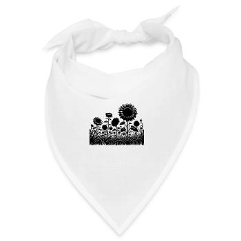 Blühende Sonnenblumen auf einem großen Feld - Bandana - Weiß - Vorne