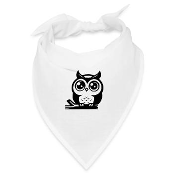 Süße Cartoon Eule mit niedlichen Augen - Bandana - Weiß - Vorne