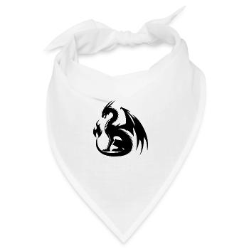 Riesiger wütender Drache mit gewaltigen Flügeln - Bandana - Weiß - Vorne