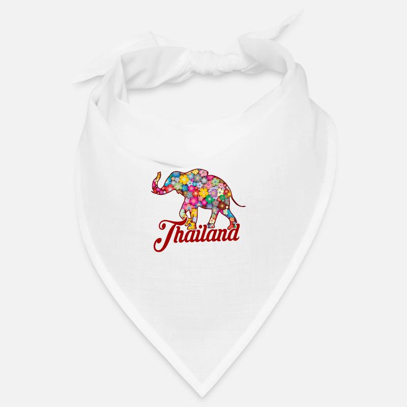 Éléphant coloré Thaïlande - Bandana - blanc
