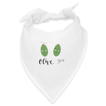 Oliven Handlettering Spruch - Bandana - Weiß - Vorne
