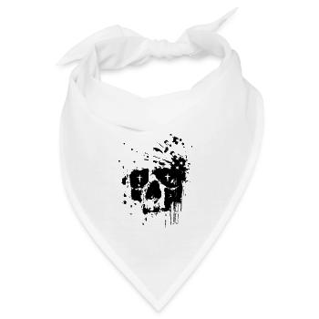 Schwarzer distressed zerstörter Schädel Totenkopf - Bandana - Weiß - Vorne