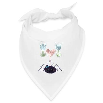 Süße Spinne stickt Blumen - Bandana - Weiß - Vorne