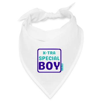 Down Syndrom Jungen - X-tra Special Boy - blau - Bandana - Weiß - Vorne