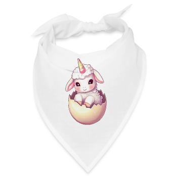 Schaf mit Einhorn in Eierschale Fantasievolles - Bandana - Weiß - Vorne