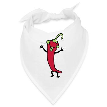 Chili Chilli Peperoni Scharf Lustig Comic - Bandana - Weiß - Vorne