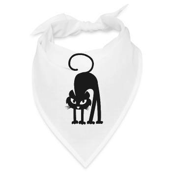 Schwarze Katze - Bandana - Weiß - Vorne