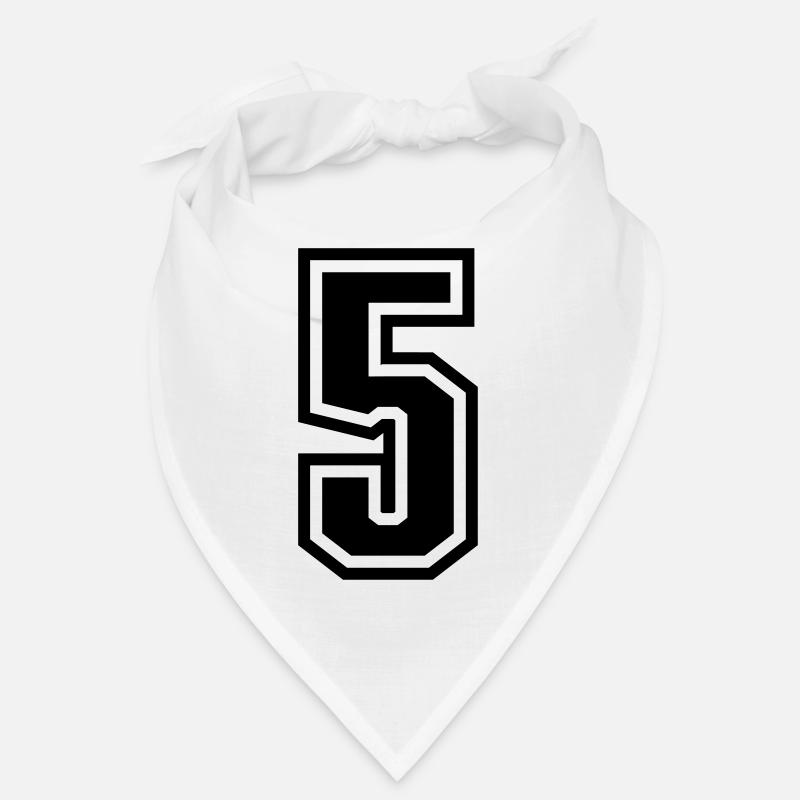 5 - Numéro 5 - Numéro de maillot bicolore changement de couleur - Bandana - blanc