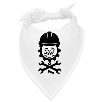 Mechanisches Gesicht im Zahnrad mit Schrauben und Muttern - Bandana - Weiß - Vorne