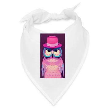 Eule mit Hut - Bandana - Weiß - Vorne