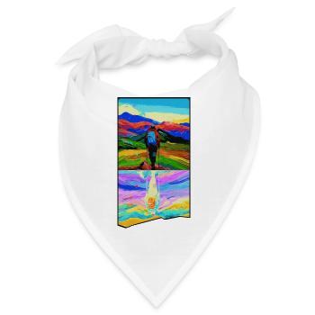 Ein Wanderer im Gebirge als Gemälde 1 - Bandana - Weiß - Vorne