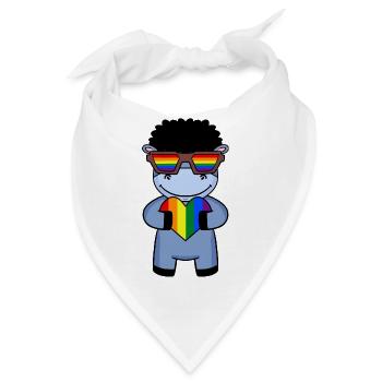 Regenbogen - Esel mit Brille und Herz - Bandana - Weiß - Vorne