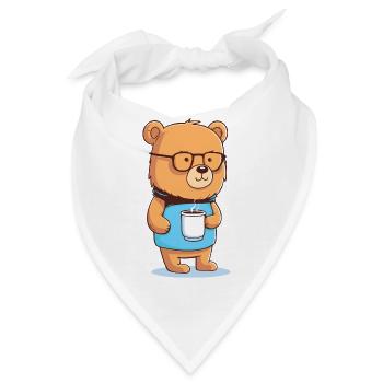 Gemütlicher Kaffeebär - Bandana - Weiß - Vorne