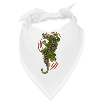 Aligator Krokodil Reptil - Bandana - Weiß - Vorne