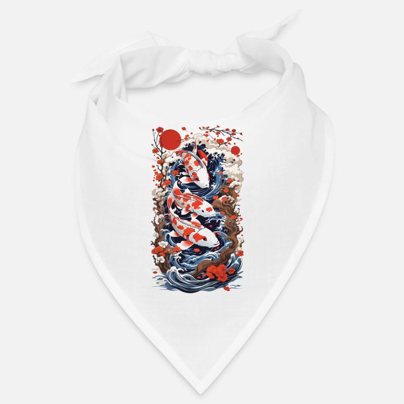 Ukiyo-E Koi Carp Art Retro Japan Design Style Bandana