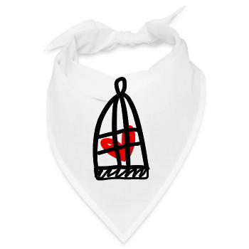 Herz im Käfig - Bandana - Weiß - Vorne
