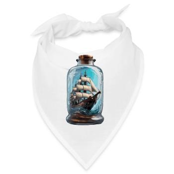 Flaschenschiff / Flaschenpost / Ahoi / Anker - Bandana - Weiß - Vorne