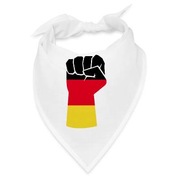 Deutsche Faust nach oben haltend - Bandana - Weiß - Vorne
