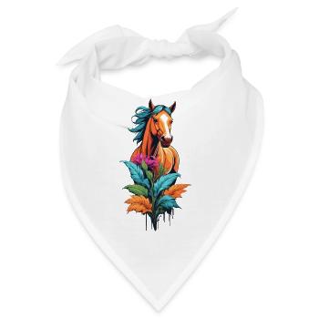 Pferdekopf mit Blumen - Bandana - Weiß - Vorne