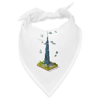 Geometrischer Low-Poly-Burj Khalifa - Bandana - Weiß - Vorne