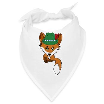 Fuchs mit Trachtenhut in Tasche - Bandana - Weiß - Vorne