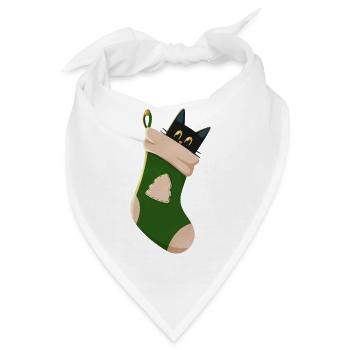 Katze in grünem Stiefel - Bandana - Weiß - Vorne