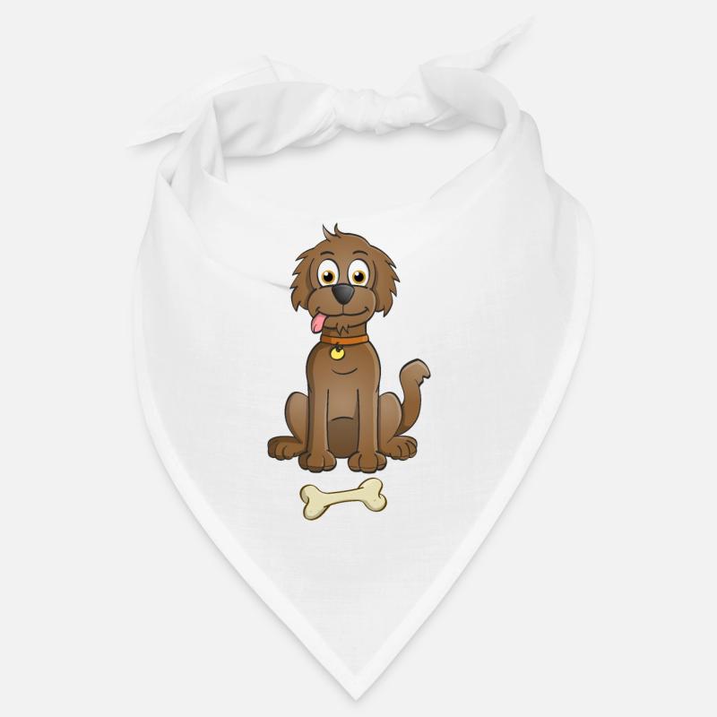 Image joyeuse d’un chien brun avec de l’os - Bandana - blanc