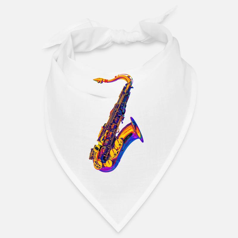 Saxophone - Bandana - blanc