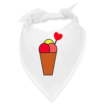 Herz im Eisbecher Eis - Bandana - Weiß - Vorne