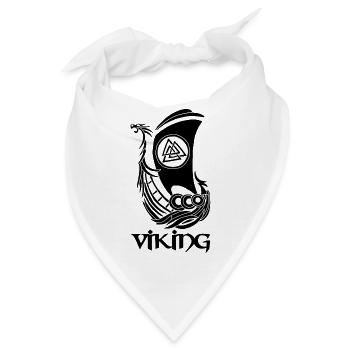 Schwarzes Wikingerschiff - Bandana - Weiß - Vorne