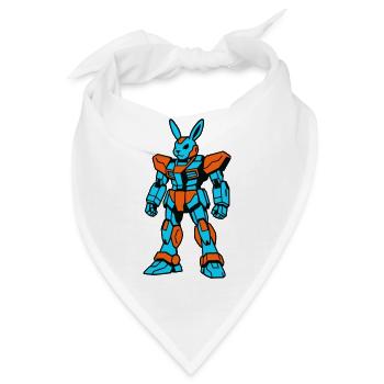 Robo Rabbit orange-blau - Bandana - Weiß - Vorne