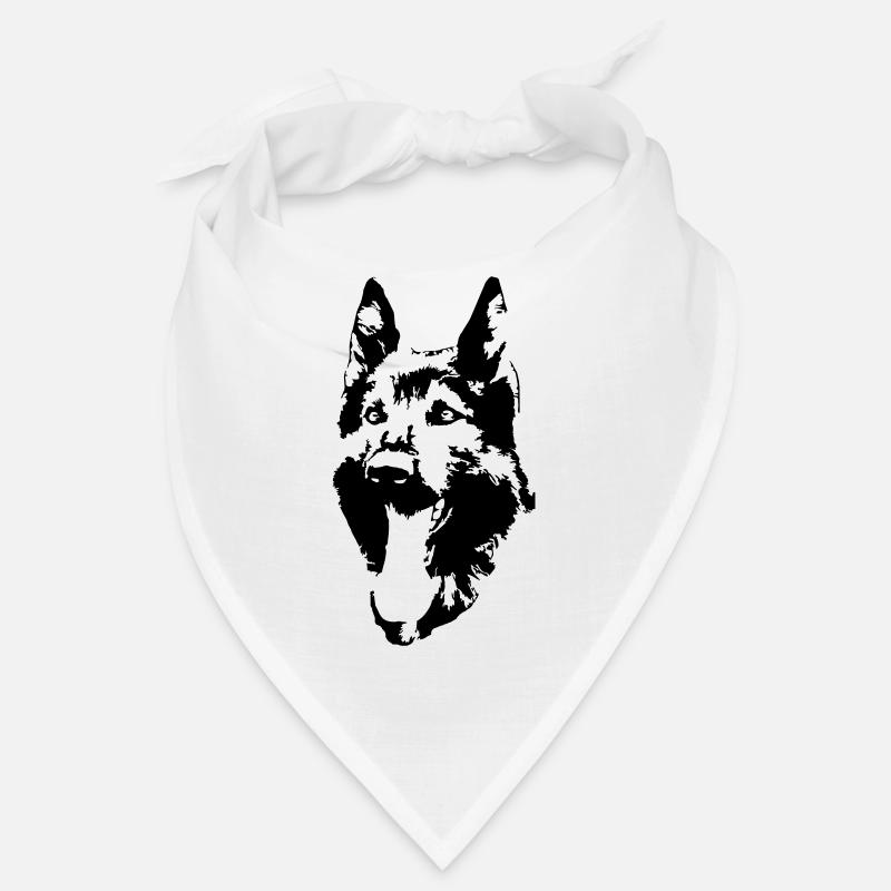 Deutscher Schäferhund Kopf - Bandana - Weiß
