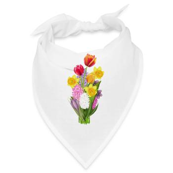 Bunter Frühlingsstrauß mit Tulpen & Narzissen - Bandana - Weiß - Vorne