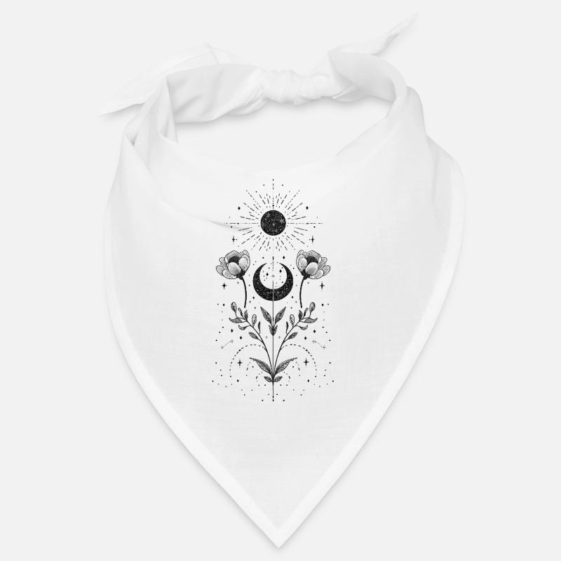 Soleil et lune bohèmes avec des éléments floraux Bandana
