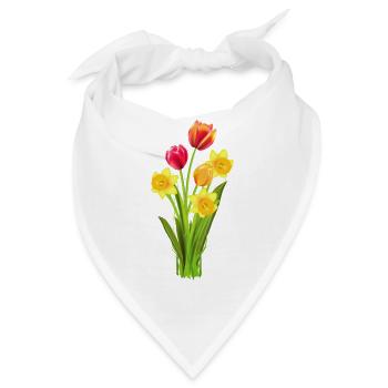 Bunte Tulpen und Osterglocken als Frühlingsgruß - Bandana - Weiß - Vorne