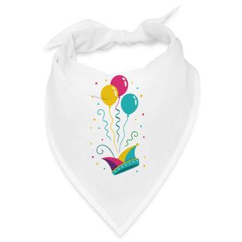 Karneval Narrenkappe mit Ballons & Konfetti - Bandana - Weiß - Vorne