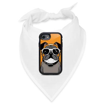 Hund im Helm und Taucherbrille - Bandana - Weiß - Vorne